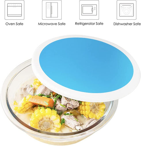 HUSANMP Clear Tempered Glass Mixing Bowl with Lid (Microwave and Dishwasher Safe) (2 quart)