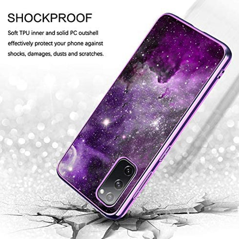BENTOBEN Samsung S20 FE Case, Galaxy S20 FE 5G Case, Slim Fit Glow in The Dark Shockproof Protective Hybrid Hard PC Soft TPU Bumper Phone Cover for Samsung Galaxy S20 Fan Edition 2020, Purple Nebula