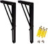 16 INCH Folding Shelf Brackets - Heavy Duty Metal Collapsible Shelf Bracket for Bench Table, Shelf Hinge Wall Mounted Space Saving DIY Bracket, Max Load: 280 lb - Black (2 PCS)