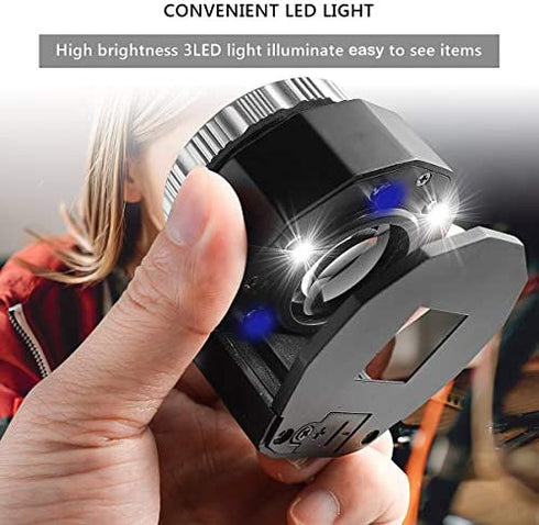 30X Illuminated Loupe Magnifier, Adjustable Focal Length Coin Magnifier with Light Double Optical Lens, Jewelers Magnifying Glass for Coins Textile Embroidery Stamps Currency