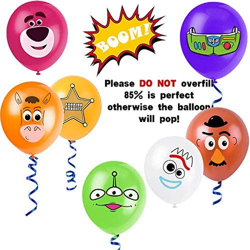 Toy Inspired Story Party Supplies, Birthday Party Balloons for Toy Theme Party, Includes 7 Styles Printed Ideal for Kids Party Decorations Favors (28PCS)