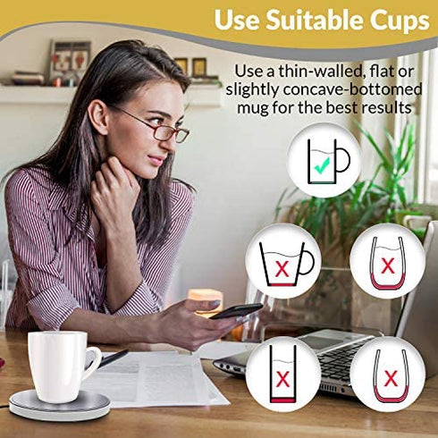 Coffee Mug Warmer Candle Warmer Plate - Mug Warmer for Desk - 2-Setting Coffee Cup Warmer for Coffee, Tea - Safe, Easy-to-Use Coffee Warmer for Desk