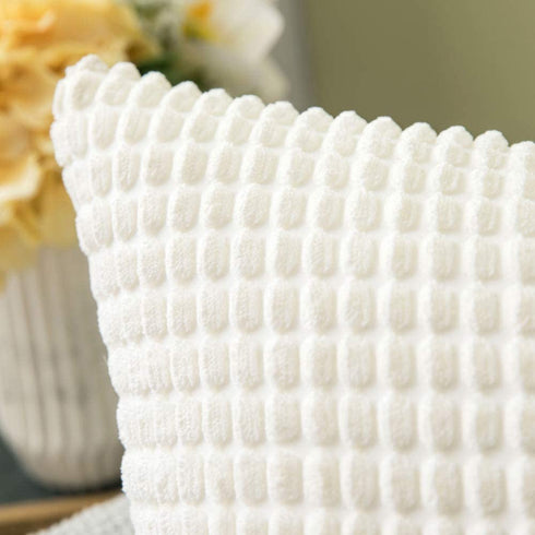 MIULEE Pack of 2 Decorative Throw Pillow Covers Soft Corduroy Solid Outdoor Pillow Cases Spring Cream White Pillowcases for Couch Cushion Sofa Bedroom 20 x 20 Inch