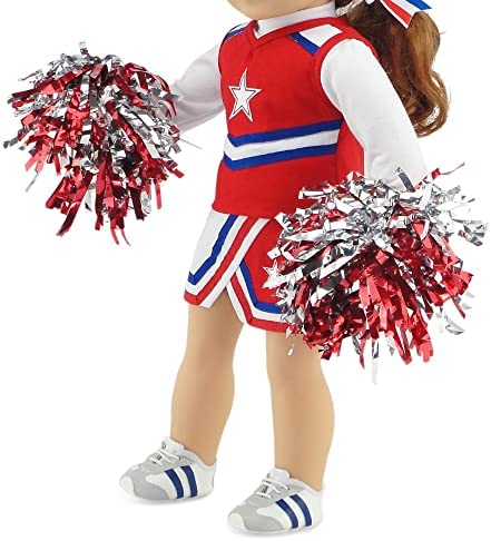 Emily Rose 18 Inch Doll Clothes Accessories | 7 PC USA 18" Doll Cheer Cheerleader Outfit Gift Set Toy Girls, Including Doll Shoes and Pom-Poms Accessory! | Fits Most 18" Dolls
