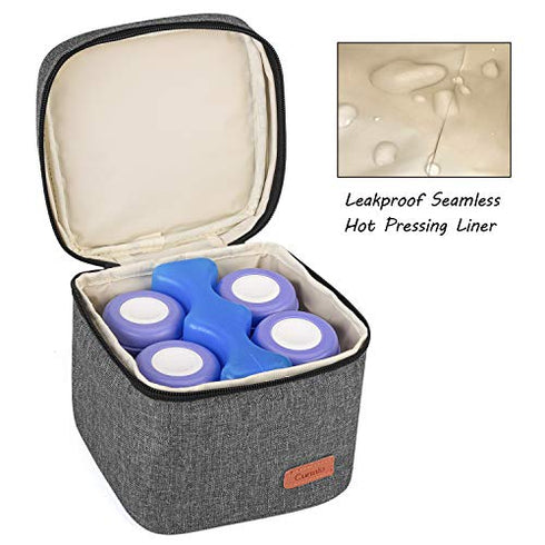 CURMIO Breastmilk Cooler Bag for Four Bottles up to 5 Oz, Insulated Baby Bottle Bag, Perfect for Daycare Travel Nursing Mom, Bag Only, Grey