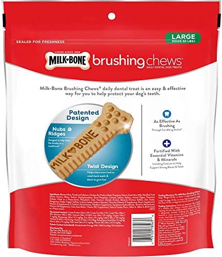 Milk-Bone Brushing Chews Daily Dental Dog Treats, Large, 25 Count