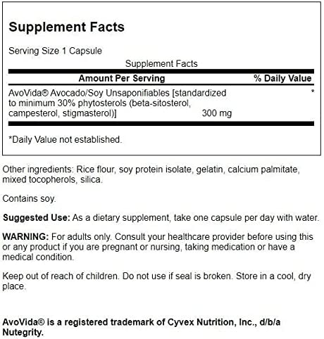 Swanson Avocado Soy AvoVida Maximum Strength ASU Supplement for Joints 300 mg 60 Capsules