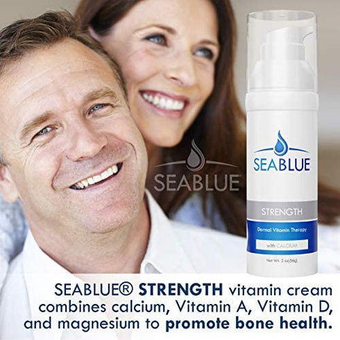 Calcium Magnesium Lotion - Transdermal Vitamins - Absorbs Through the Skin - No More Pills - for Bone Strength by SeaBlue, 1.6 Oz.