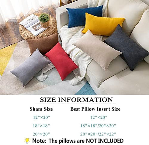 Stellhome Pack of 2 Red Lumbar Throw Pillow Covers Rectangle Set Solid Pillowcase for Bed Couch Sofa Bench, 12x20 inch (30 x 50 cm), Red