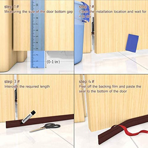 Suptikes 2 Pack Door Draft Stopper?Door Sweep for Exterior & Interior Doors,Door Bottom Seal Dust and Noise Insulation Weather Stripping Draft Guard Insulator, 1-4/5" W x 37" L,Brown