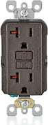 Leviton GFNT2 Self-Test SmartlockPro Slim GFCI Non-Tamper-Resistant Receptacle with LED Indicator, Wallplate Included, 20-Amp, Brown