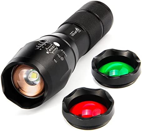 ULTRAFIRE Tactical LED Flashlight Hunting Flashlight A100 Focusable 3 Colors Exchange Glass Lens (Generate RED or Green Light )