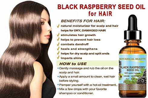 BLACK RASPBERRY SEED OIL. 100% Pure / Natural / Undiluted / Virgin / Unrefined / Cold Pressed Carrier oil. 0.5 Fl.oz.- 15 ml. For Skin, Hair, Lip and Nail Care. "One of the highest antioxidants, rich in vitamin A and E, Omega 3, 6 and 9 Essential Fatty Ac