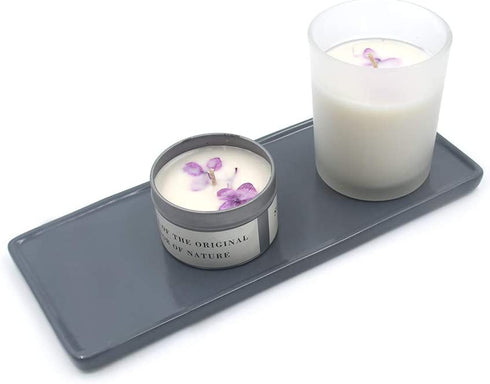 Floatant Bathroom Sink Tray Ceramic Kitchen Tray Large Candle Tray Rectangle Perfume Tray Organizer for Jewelry, Towel, Candles, Soap, Decoration Tub Kitchen Restroom Toilet - Large Gray