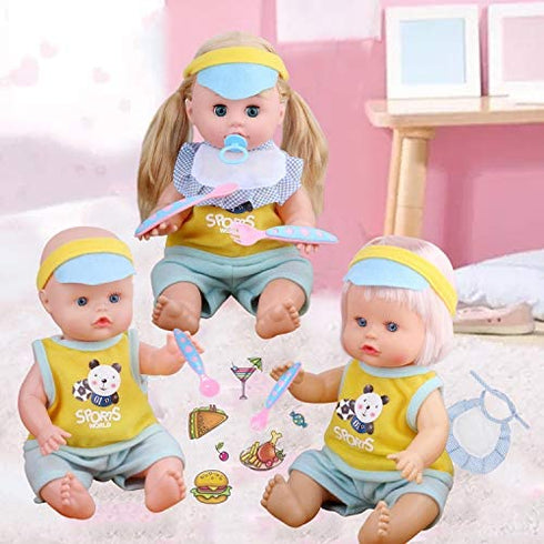 Young Buds for 11-12-13 Inch Alive American Doll Baby Doll Clothes Set of 5 Dress Costumes Gown Outfits Feeding Set with Pacifier Bib
