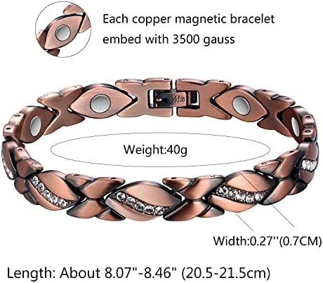 Jecanori Copper Bracelets for Women,Magnetic Crystal Bracelets for Women with 3500 Gauss Magnets,99.9% Pure Copper Bracelets,Christmas Jewelry Gift with Adjust Tool