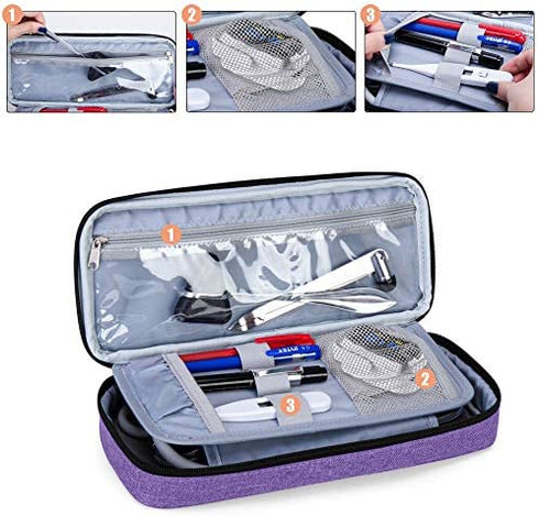 Trunab Stethoscope Case with Inner Divider, Stethoscope Carrying Case Compatible with 3M Littmann/MDF/ADC and Extra Accessories for Nurses, Pediatric Doctor or Medical Students,Purple (Patent Pending)