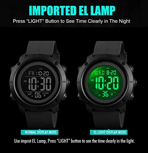 Big Boys Watch Digital Sports Waterproof Military Back Light Teenager Watch (Black) 1426