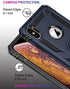 iPhone Xs Max Case with Tempered Glass Screen Protector,iPhone Xs Max Cover Military Grade 16ft. Drop Tested Cover with Magnetic Ring Kickstand Protective Phone Case for iPhone Xs Max Blue
