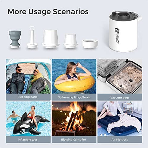 FLEXTAILGEAR Tiny Pump Portable Air Pump Ultra-Mini Air Pump with 1300mAh Battery USB Rechargeable to Inflate Deflate for Pool Floats Air Bed Air Mattress Swimming Ring Vacuum Storage Bags (Blue)