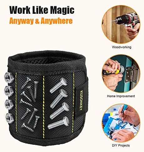 Magnetic Wristband for Holding Screws,KUSONKEY Christmas Gifts for Men Who have Everything,Wrist Magnetic Screw Holder with Strong Magnets,Wrist Magnet Tool for Dad,Father,Handyman,Electrician