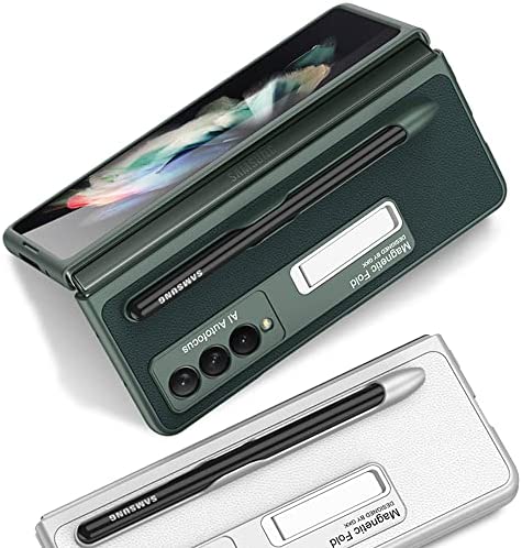 SHIEID Samsung fold 3 case with S Pen Holder, Z Fold 3 Case Leather with Kickstand Folio Flip Phone Case Cover Compatible with Samsung Galaxy Z Fold 3 5G 2021, Carbon Fiber Pattern