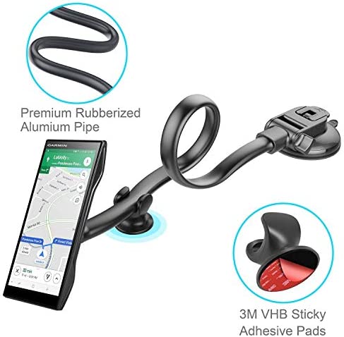 APPS2Car GPS Mount, Upgraded 13.5-Inch Gooseneck Suction Cup GPS Mount for Truck/Van/Car, Windshield Dashboard GPS Holder for Garmin Dezl Drive Nuvi Zumo DriveSmart DriveassistRV StreetPilot