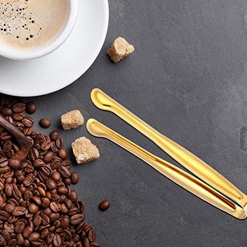 8 Pieces Gold Tongs Mini Serving Tongs Set Small Kitchen Appetizer Tongs Stainless Steel Sugar Cube Tongs for Tea Party Coffee Bar Cooking