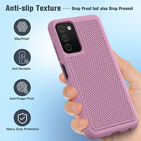 for Samsung Galaxy A03s Case Shockproof: Dual Layer Protective Heavy Duty Cell Phone Cover Rugged with Non Slip Textured Back - Military Protection Bumper Tough - 6.5inch (Raspberry Pink)