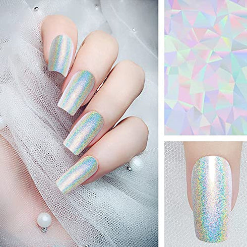 Supwee Universal Holographic Gel Polish Silver Glitter Nail Polish Gel Laser Nail Gel Polish Glossy Iridescent Mermaid Effect Varnish Soak Off UV Gel Nail Art for Nail Salon 10ml(0.33fl.oz)