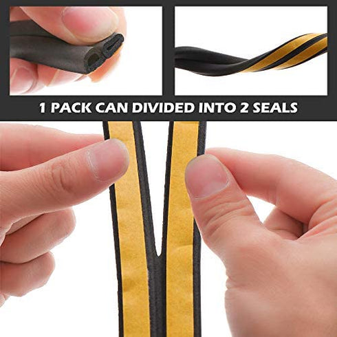 33Feet Long Weather Stripping for Door,Insulation Weatherproof Doors and Windows Seal Strip,Collision Avoidance Rubber Self-Adhesive Weatherstrip,(2 Rolls,16.5Ft/10m Each,Black)