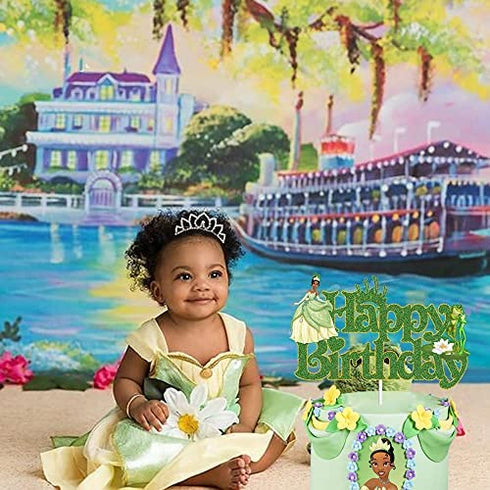 YCKens Happy Birthday Cake Topper for Tiana - The Princess Tiana and The Frog Cake Decorations Party Cake Decors for Girls (Double-sided)