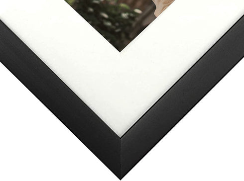 Golden State Art, Metal Wall/Table top Photo Frame Collection, Aluminum Black Photo Frame with Ivory Color Mat for Picture & Real Glass (5x7, 2-Pack)