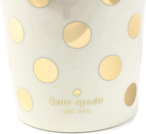 Kate Spade New York Insulated Plastic Tumbler with Reusable Straw, 20 Ounces, Gold Dots