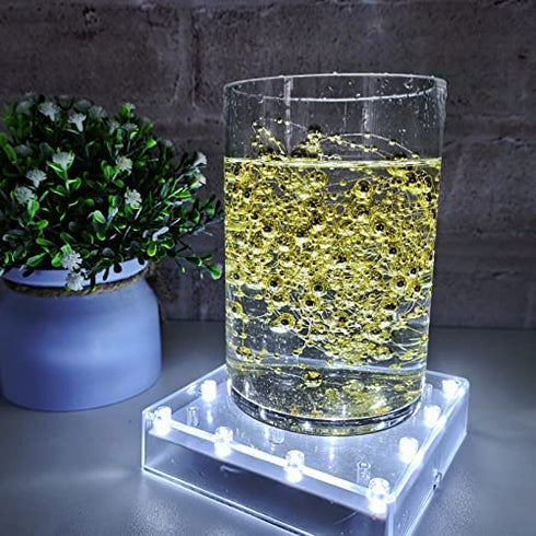 LARDUX Led Light Base - 5 inch Square Lights Display Stand for Effiel Tower Vase Crystal Glass Art LED Pedestal Base - Charging USB or Battery Powered
