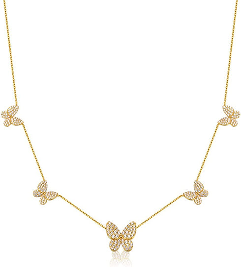 SUNXN Butterfly Necklace Dainty 18K Gold Butterfly Choker Pendant Necklace for Women Daughter Jewelry Birthday Gifts (Gold)