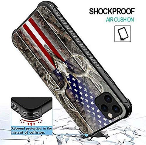 iPhone 11 Case,American Flag Camo Deer Skull iPhone 11 Cases for Men Boys,Shockproof Anti-Scratch Soft TPU Pattern Design Case for Apple iPhone 11 American Flag Camo Deer Skull