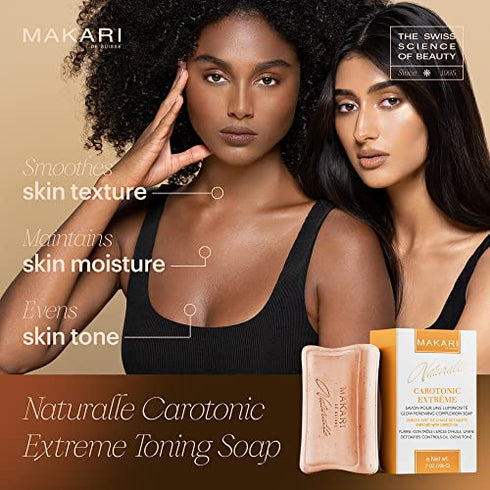 Makari Naturalle Carotonic Extreme Toning Soap (7oz) | Skin Brightening and Oil-Controlling Soap Bar | Helps Heal and Treat Acne | Promotes Even Skin Tone | For Combination, Oily, and Acne-Prone Skin