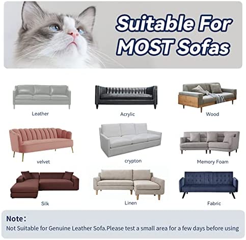 Anti Scratch Furniture Protectors from Cats - 10 Pack Cat Scratch Deterrent Tape Self Adhesive, Clear Plastic Cat Couch Protector for Sofa, Door (6 pcs 17" L 12" W + 4 pcs 17" L 6" W + 50 Pins)…