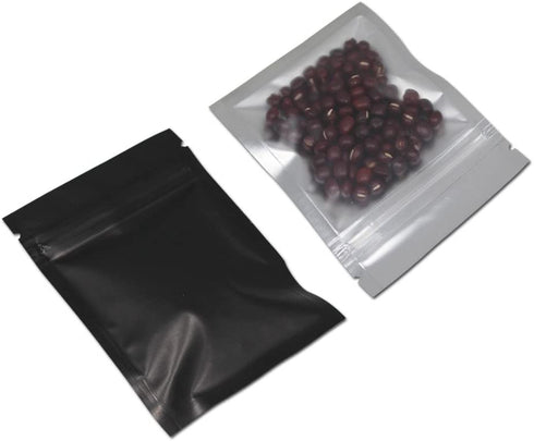 100 Pcs Mylar Zipper Lock Bag Food Storage Aluminum Foil Airtight Bags Front Clear Plastic Candy Packaging Pouch for Zip Flat Heat Seal Lock Resealable (10x15cm (3.9x5.9 inch), Matte Black)