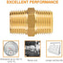 SUNGATOR Brass Pipe Fitting, 3/8" NPT x 3/8" NPT Male Pipe Thread Connector Adapter, Hex Nipple, For Use with Oil and Air Lines Made from Copper, Brass or Iron Pipe (2-Pack)