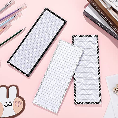 3 Pieces Magnetic Notepads Lists for Fridge, Refrigerator Grocery List, Shopping List, to-Do List, Magnetic Back-Memo Notepad with PU Leather Pen Holder, 60 Sheets, 7.9 x 3 Inch (Classic Style)