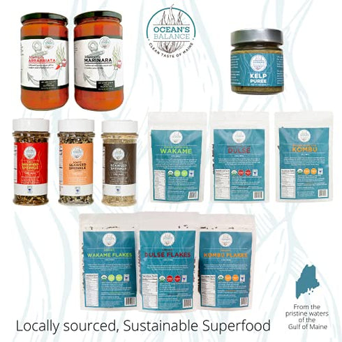 Ocean Balance Bonito Seaweed Seasoning w/ Dried, Tuna Flakes – Furikake Seasoning w/ Smoky Bonito Flakes + Maine Coast Seaweed – Great for Dashi, Tofu & Much More