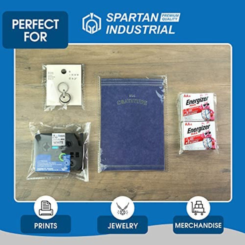 SPARTAN INDUSTRIAL - 4" X 6" (200 Count) Crystal Clear Resealable Polypropylene Poly Bags for Jewelry, Cards, Photos & Treats - Self Seal & Reinforced