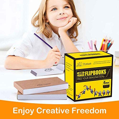 PRIMBEEKS Premium Blank Flip Book Paper, 4 pack(90 sheets, 180 pages per pack) No Bleed Flip Books Kit, 4.5" x 2.5" Animation Paper for Animation, Sketching, Cartoon Creation