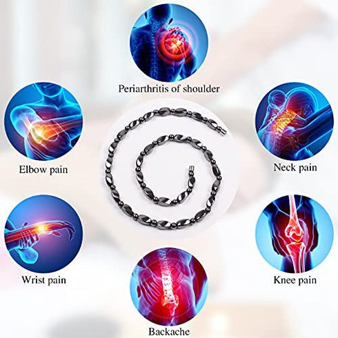 IRUMENG Mens Hematite Necklace Black, Strong Magnetic Necklace for Healing Therapy Reduce Pain in the Neck, Shoulder, and Head - 21.6 inch (55cm)