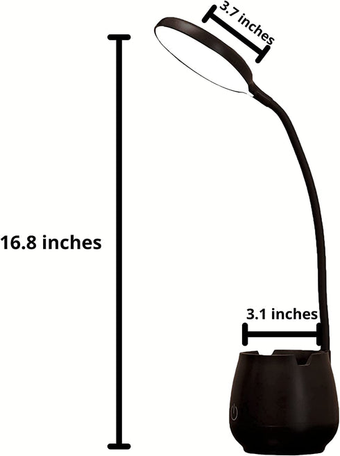 Wireless Desk Lamp with Organizer - Desk lamp with Pen Holder, College Dorm Lamp for Home Office homework, Kids Student LED Table Lamp, USB Charger