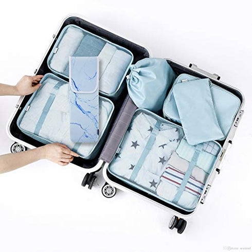 Bluecell Heat Resistant Neoprene Curling Iron Holder Cover Bag Flat Iron Curling Wand Travel Case Pouch 15 x 5 Inches, Blue Marble Pattern