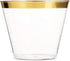 100 Plastic Cups 9 Oz Gold Plastic Cups Old Fashioned Tumblers Gold Rimmed Plastic Cups for Party Decorations Disposable Clear Plastic Cups for Wedding Cups Elegant Party Cups