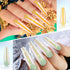 240 Pieces Extra Long Press on Nails Ballerina Coffin False Nails Solid Color Full Cover Fake Nails Artificial Acrylic Nails for DIY Nail Salon Women Girls (Aurora Pattern)